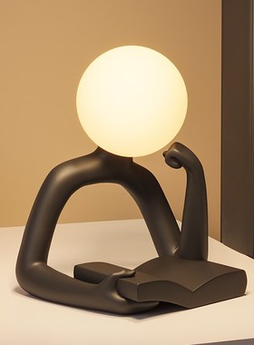 现代简约看d书人物台灯床头柜小夜灯高级感小众客厅桌面摆件装饰