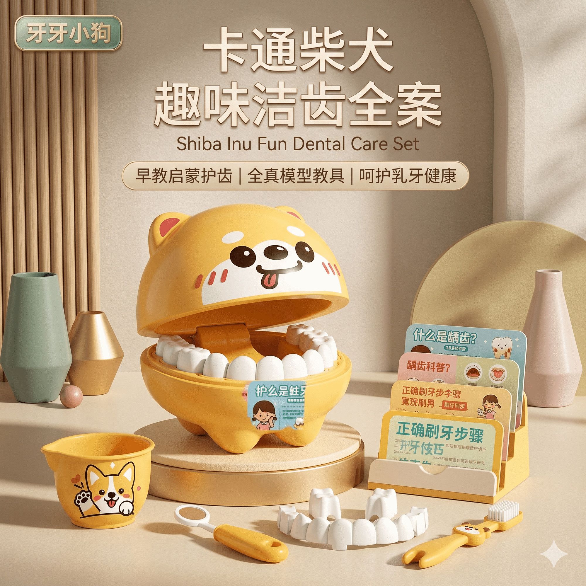 早教益智过家家儿童牙医牙齿模型幼儿园仿真刷牙安全牙医玩具礼物