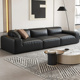 极简真皮沙发客厅大黑牛沙发组合现代简约高端直排布艺沙发 意式