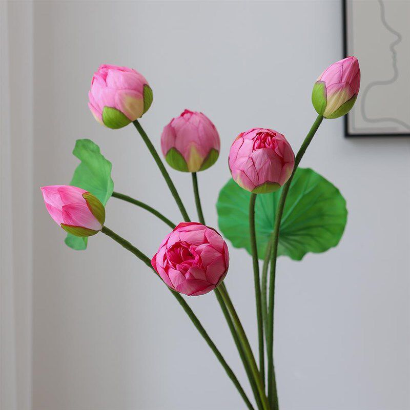 新款荷花仿真花假花荷叶新中式莲花摆件客厅装饰插花摆设拍摄道具