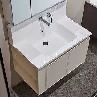 高背浴室柜化妆室多层实木浴柜组合玉晶石一体盆洗漱台大洗手池