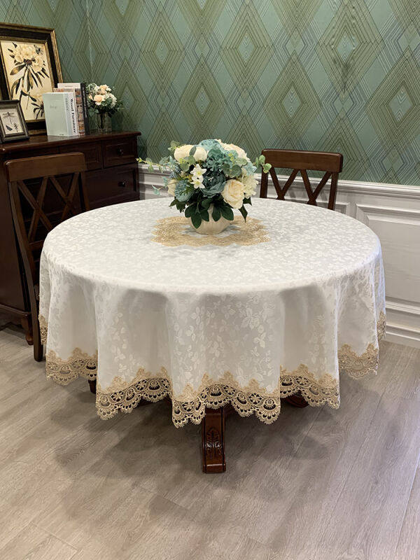 圆桌布布艺家用蕾丝圆形大圆桌欧式餐桌布简约纯色家用台布防尘罩,居家布艺,桌布,淘宝优惠券,粉丝福利购,淘宝优惠卷