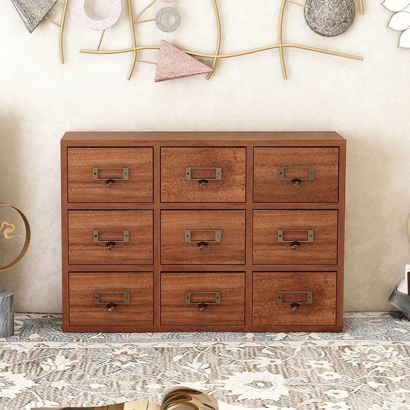 实木中药柜迷你经济型家用zakka收纳柜抽屉拉手复古简易小型药柜