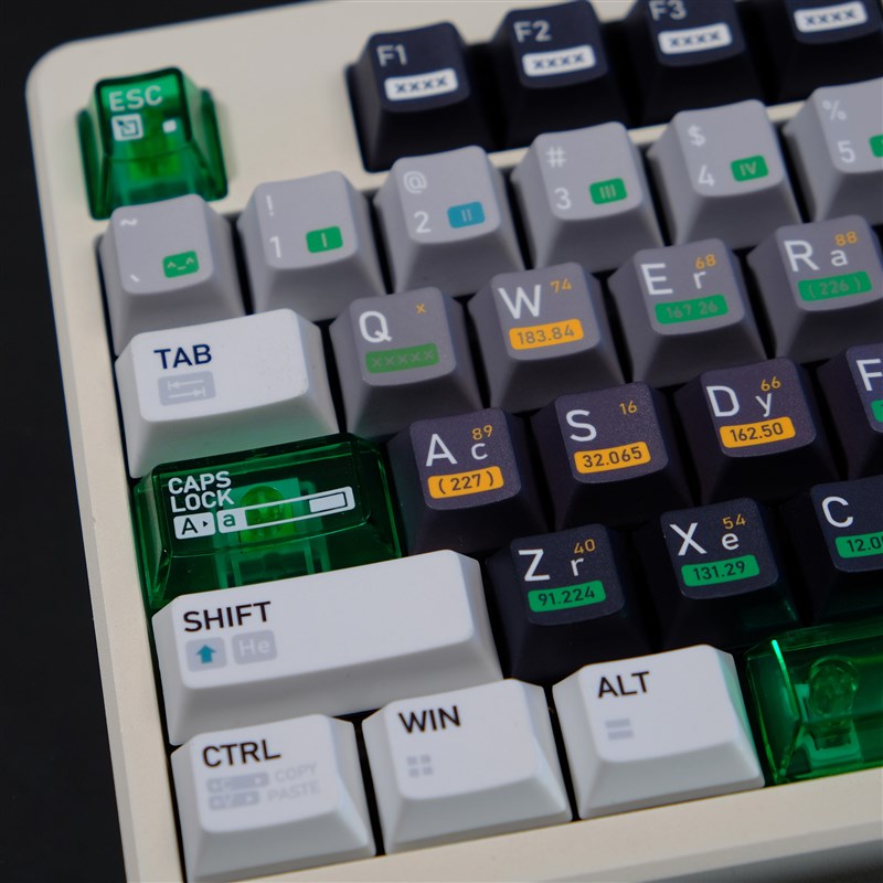 爱菲化学003主题PnBT+PC热升华原厂机械键帽客制化全套绿透增补