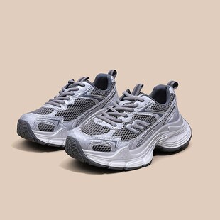 新款 女春秋季 百搭时尚 鞋 MEILING 撑增高轻便休闲运动鞋 厚底老爹鞋