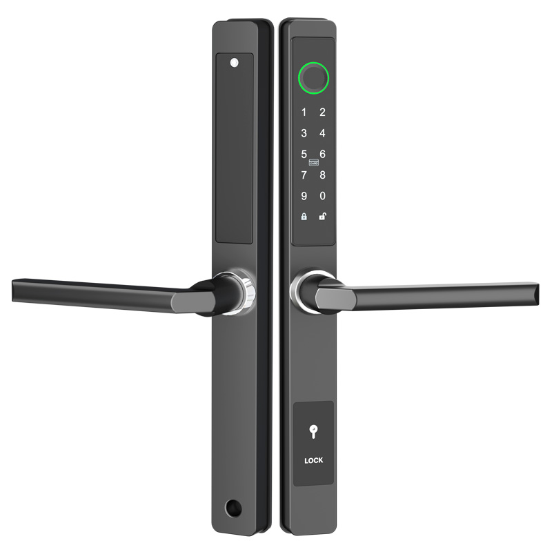 极窄断桥铝门锁铝合金智能密码锁防水肯德基门推拉门窄边框玻璃门