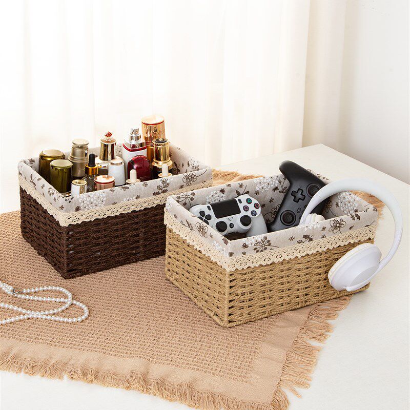彷藤手编收纳筐家用客厅收纳盒杂物整理箱卧室玩具储物桌面收纳篮