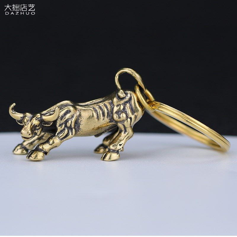 纯铜实心华尔街牛钥匙扣挂件创意桌面摆件装饰黄铜十二生肖牛腰挂,节庆用品/礼品,钥匙扣,淘宝优惠券,粉丝福利购,淘宝优惠卷