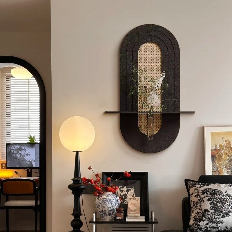 法式中古风砂岩立体装饰画免打孔墙上置物架客厅玄关走廊过道挂画