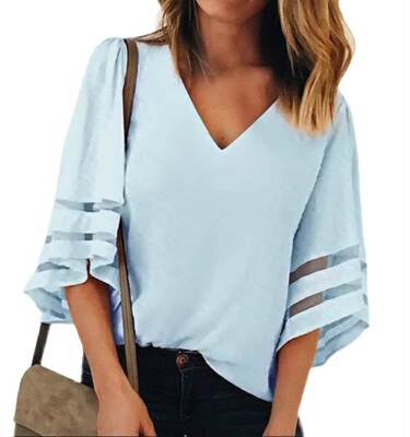 women summer clothes blouse horn sleeve shirt plus size tops