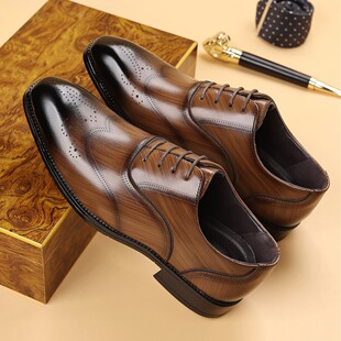 shoes for menHPIOPL品质 5505仿木纹  布洛克日式方头皮鞋  新品