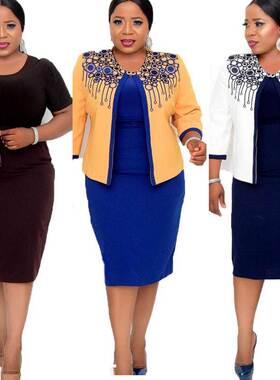 大码非洲裙45XL Large Size African mother dress two piece set