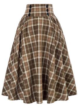 Thin plaid skirt for spring and autumn春秋女士薄款格子半身裙