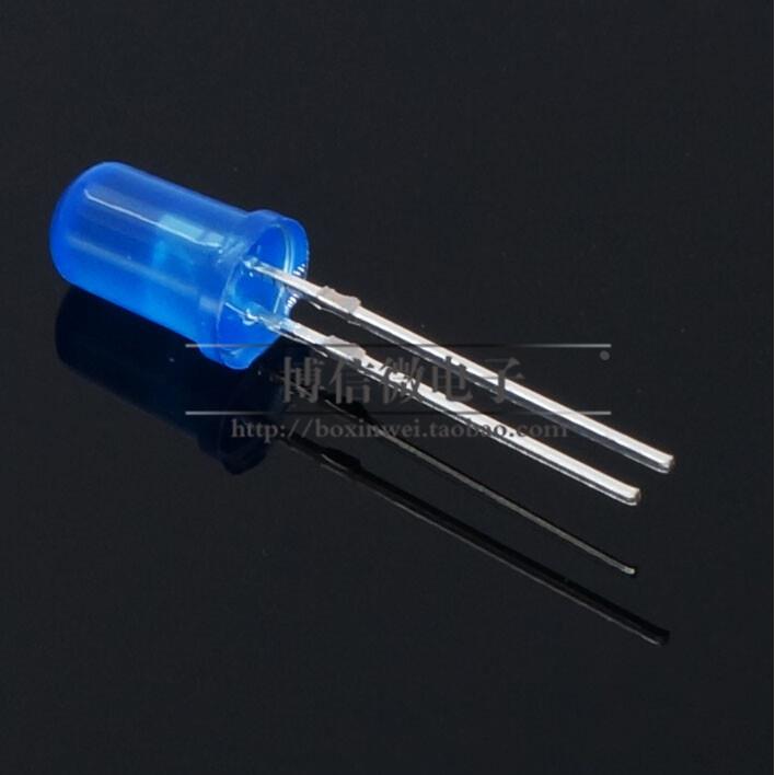 1K装 F5 蓝发蓝 蓝灯 5mm蓝光 蓝发蓝高亮LED 蓝色圆头灯珠 短脚