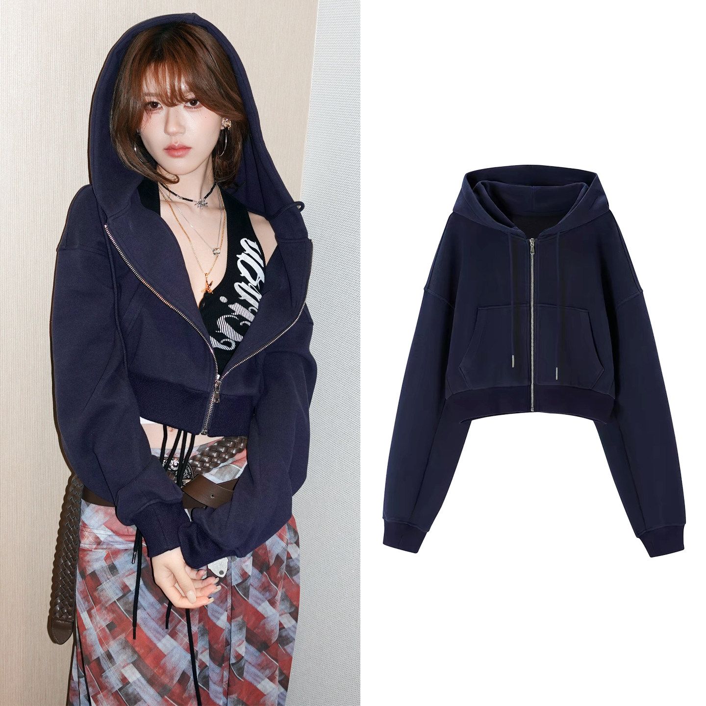 赵露思同款休闲风连帽卫衣女26春季长袖开衫宽松拉链外套短款上衣,女装/女士精品,卫衣/绒衫,淘宝优惠券,粉丝福利购,淘宝优惠卷