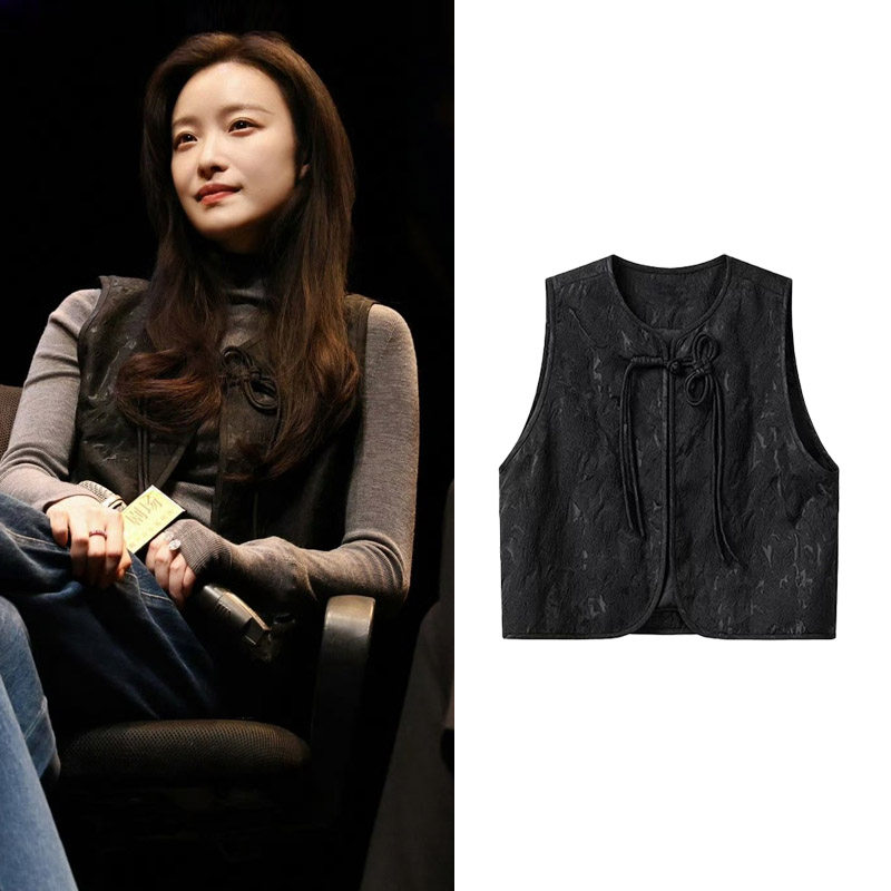 倪妮同款黑色新中式国风提花马甲背心女26春夏复古改良唐装上衣潮,女装/女士精品,上衣,淘宝优惠券,粉丝福利购,淘宝优惠卷
