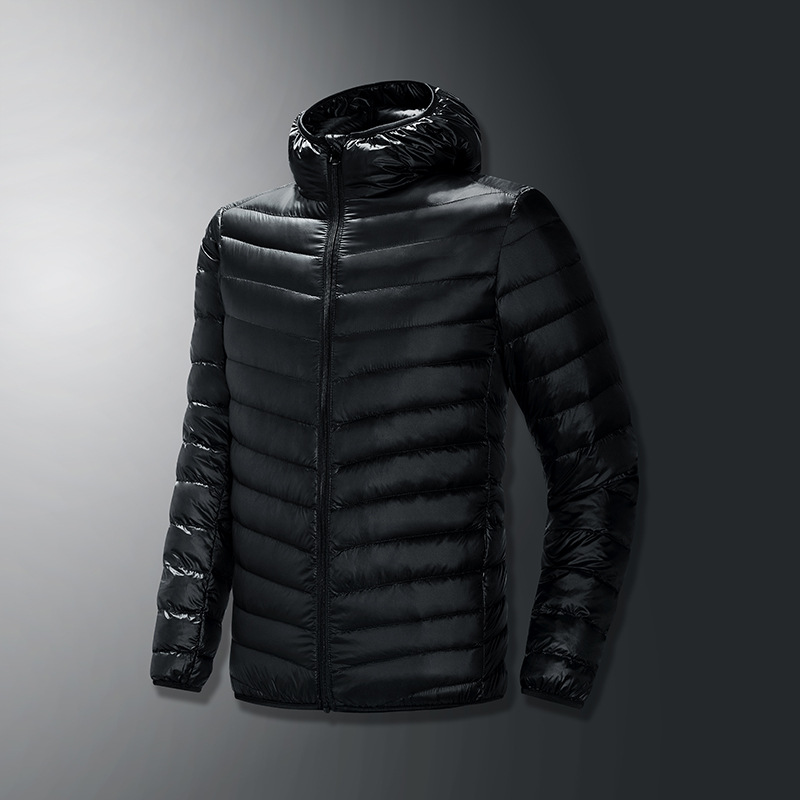 秋冬季连帽轻薄羽绒服男大码青年运动白鸭绒短款保暖纯色外套