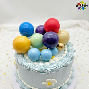 20个装 蛋糕装 饰超硬金球银球泡沫球幻彩球圣诞球彩色球混装
