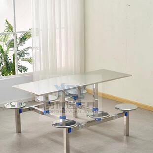 工厂食堂餐桌单位餐厅员工饭堂连体不锈钢快餐小吃店桌椅组合加厚