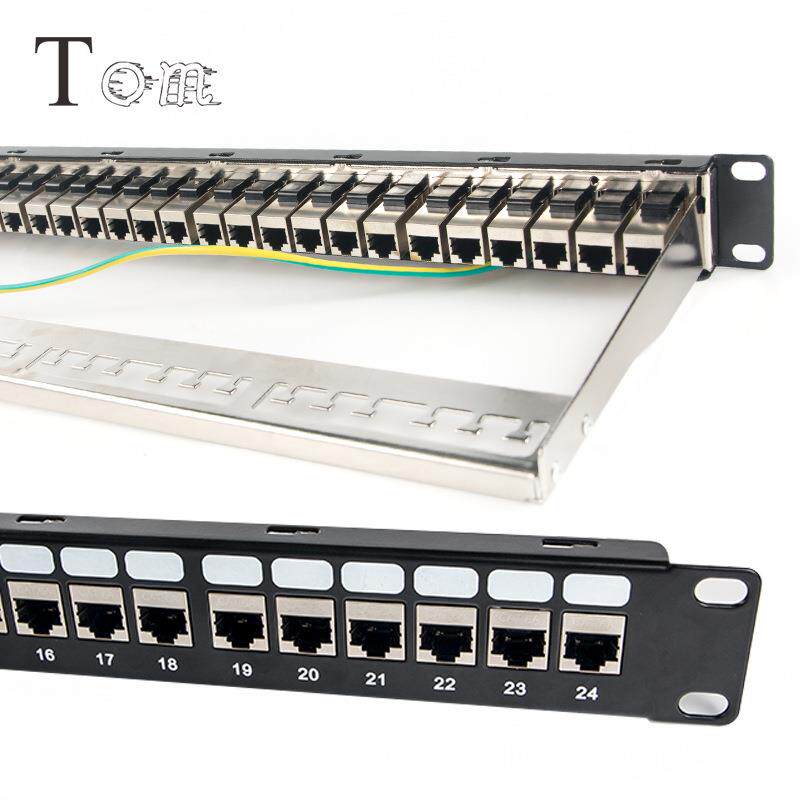 超五类六类直通屏蔽配线架cat5/cat6对接通屏蔽配线架