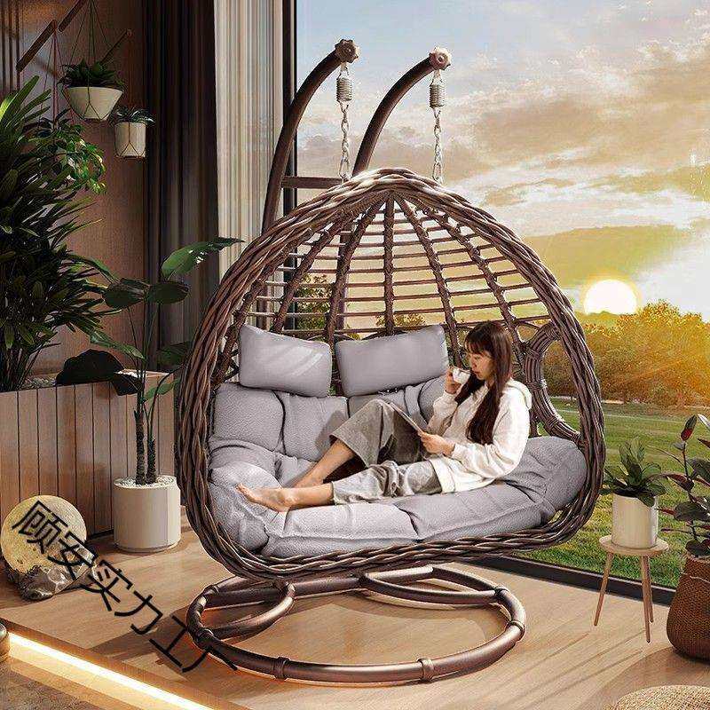 户外吊篮椅秋千庭院双人吊椅家用阳台室内网红鸟巢吊床藤椅摇摇椅