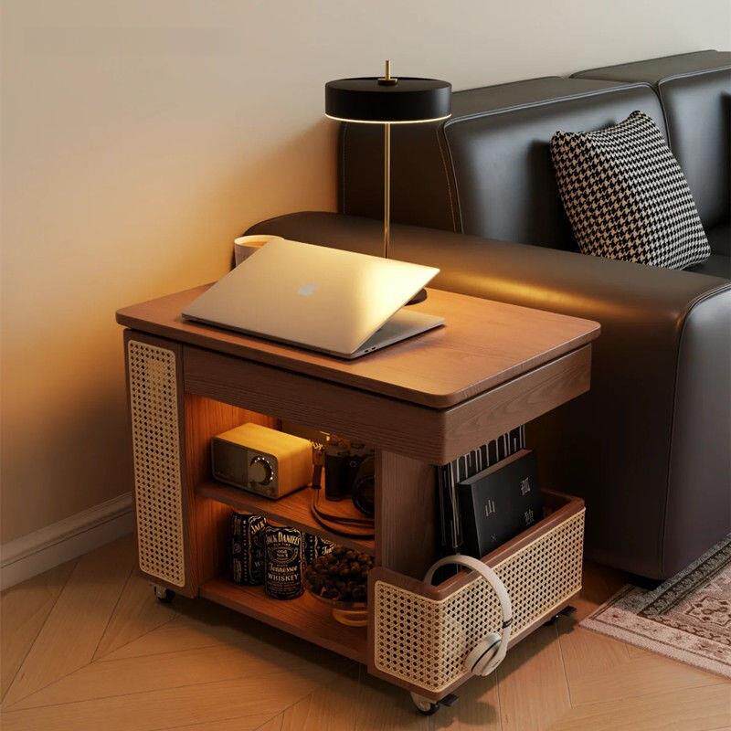 可移动边几巴士升降茶几家用客厅沙发边柜子中古风小推车简易