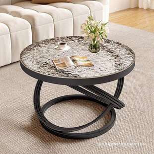 奶油风简约小茶几奢意钢化玻璃茶几意式极简创意家用小桌子玻璃面
