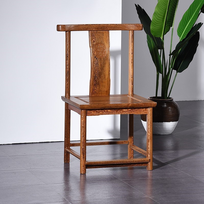 红木餐椅鸡翅木牛角椅子实木中式仿古家用餐厅靠背椅化妆椅书桌椅