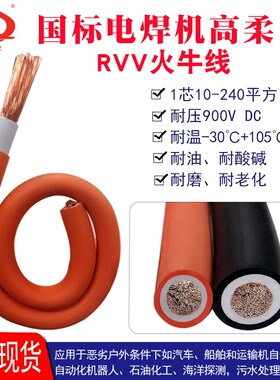 国标电焊机火牛线RVV耐油耐腐蚀10 25 50 70 240平方汽车EV充电线