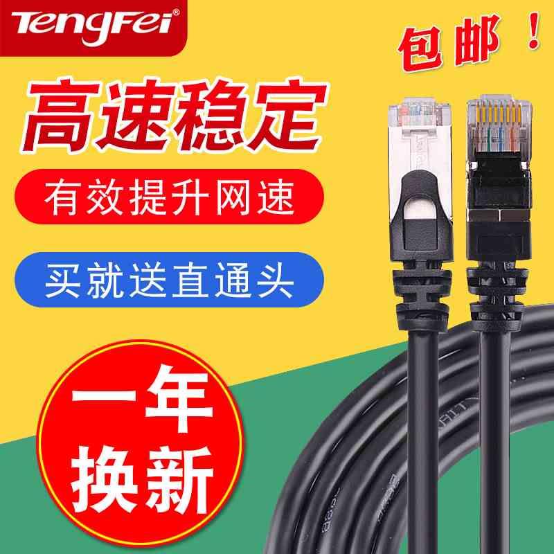 腾飞网线家用6六类千兆高速室外路由器电脑宽带万兆超5五网络10米