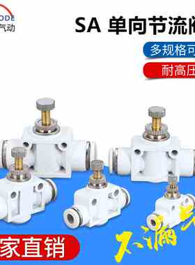 气动气管白色管道节流阀接头SA4 SA6 SA8 SA10 管道阀SA12