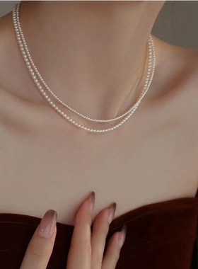 2025新款正圆S家珍珠项链女款元宝扣fever博主同款时尚优雅锁骨链