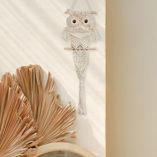 爆款ins风创意栖息手编猫头鹰家居装饰挂毯帘子电箱遮挡婚庆日用