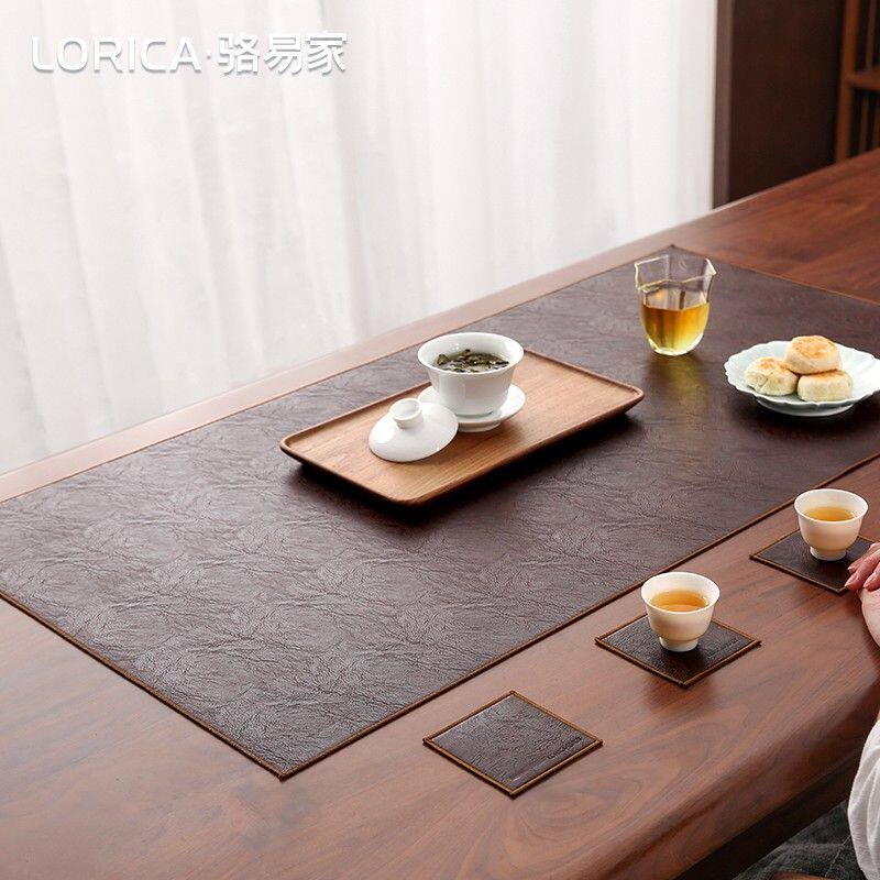 骆易家【陌野】皮革茶席中式禅意防水茶盘垫茶杯隔热垫茶托茶道垫
