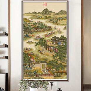 爆款2022新款十字绣雍正十二月中式客厅手工线绣故宫竖版风景传世