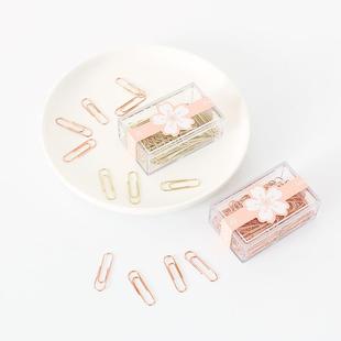 爆款金色玫瑰金彩色回形针80pcs盒装创意金属曲别针电镀办公文具