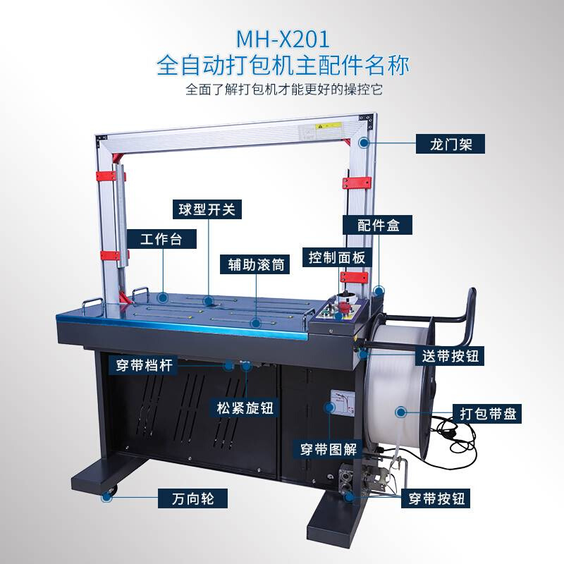 永创打包机全自动MH-X201热熔pp带塑料包装带免扣纸箱机械捆扎机