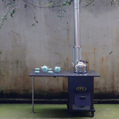 新型柴煤两用取暖炉农村柴火炉家用室内无烟气化灶移动烧木柴锅台