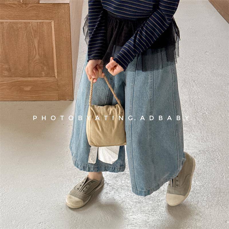 儿童女孩牛仔裤春秋季童装韩版女童春装阔腿九分裤裤子时尚百搭