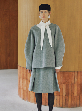 SELAH 灰调羊毛廓形上衣 极简高级小众设计感外套 22V26347Z10