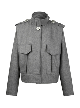 SELAH 小众设计金属肩扣夹克 质感羊毛短款上衣 21V25112Z10