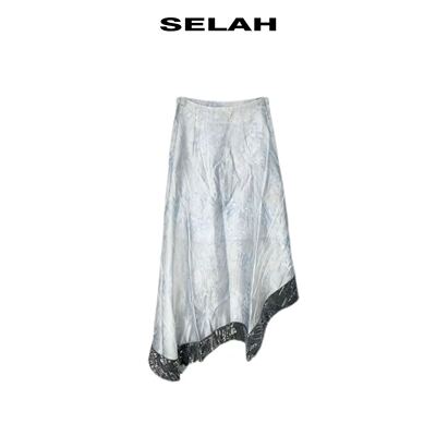 SELAH高腰不规则亮片镶边半裙
