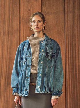 SELAH 葫芦领收褶牛仔夹克21B25373Z10