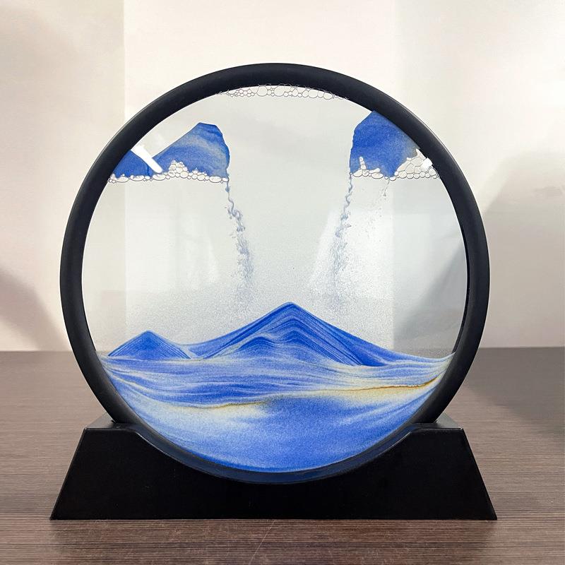 创意流沙画客厅摆件立体沙漏装饰画生日礼物圆形流沙画图片