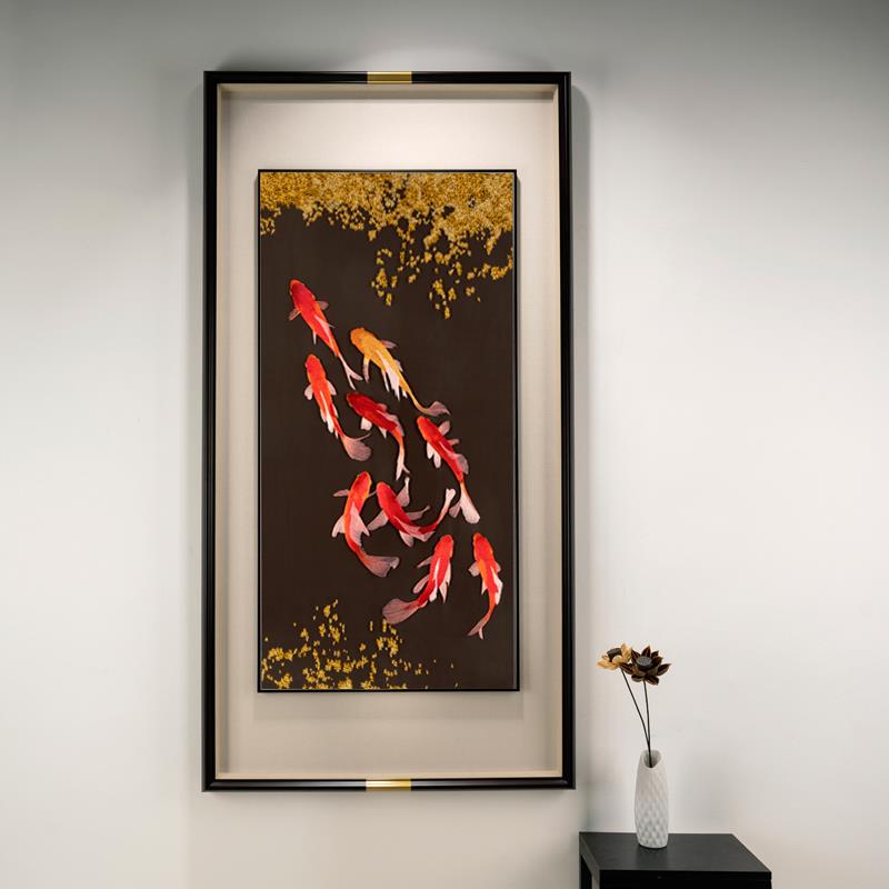 新中式手工苏绣千里江山玄关入户走廊装饰挂画招财山水刺绣画孔雀图片