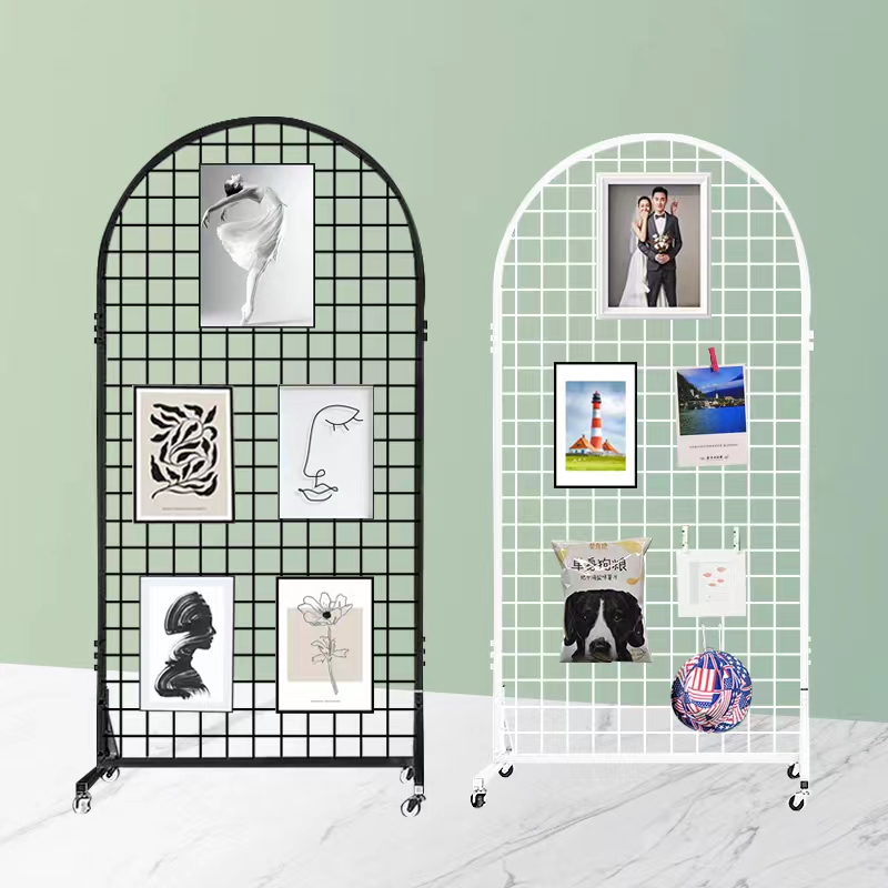 铁艺网格折叠f展示架幼儿园美工区作品书法画展圆形立式移动置物