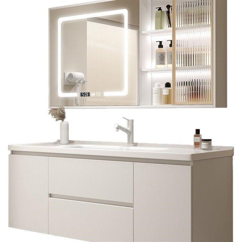 卫生间洗脸盆柜组合落地式实木浴室柜陶瓷一体盆新款洗手池洗漱台