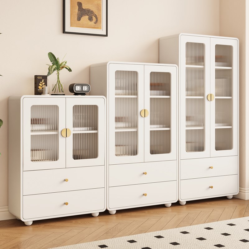 玻璃餐边酒柜实木书柜置物柜w靠墙家用客厅立柜电视边柜窄柜储物