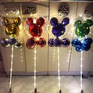 新款网红透明波波球羽毛带灯款地推夜市摆摊彩灯拍照儿童发光气球