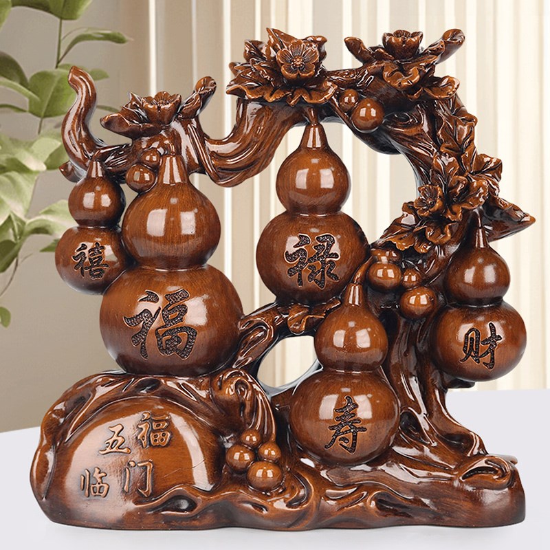 五福临门葫芦摆件客厅电视柜两边中式玄I关装饰搬新家乔迁入伙礼